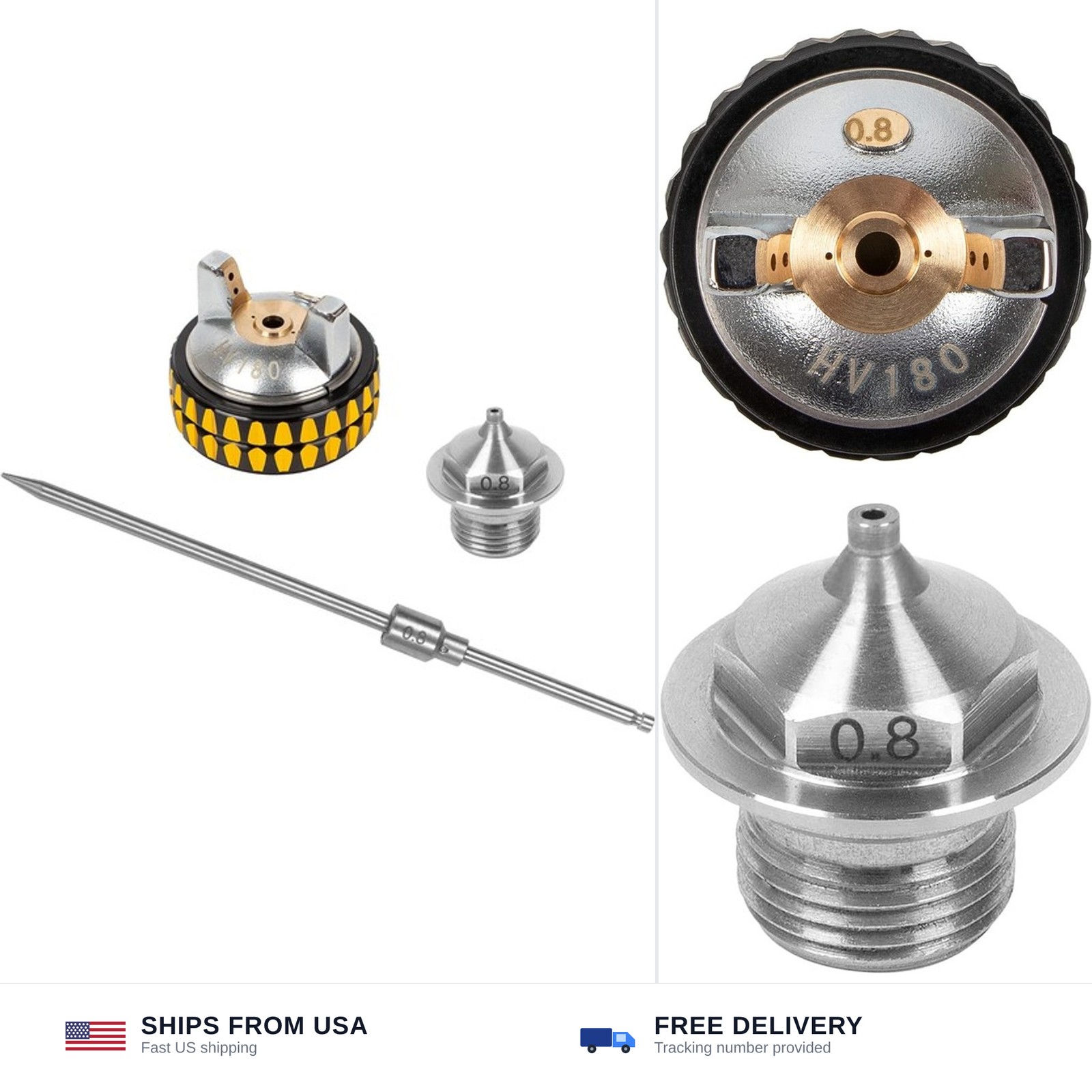 BEETRO 0.8mm Nozzle Kit Stainless Steel for HVLP Professional Gravity Feed Ai…