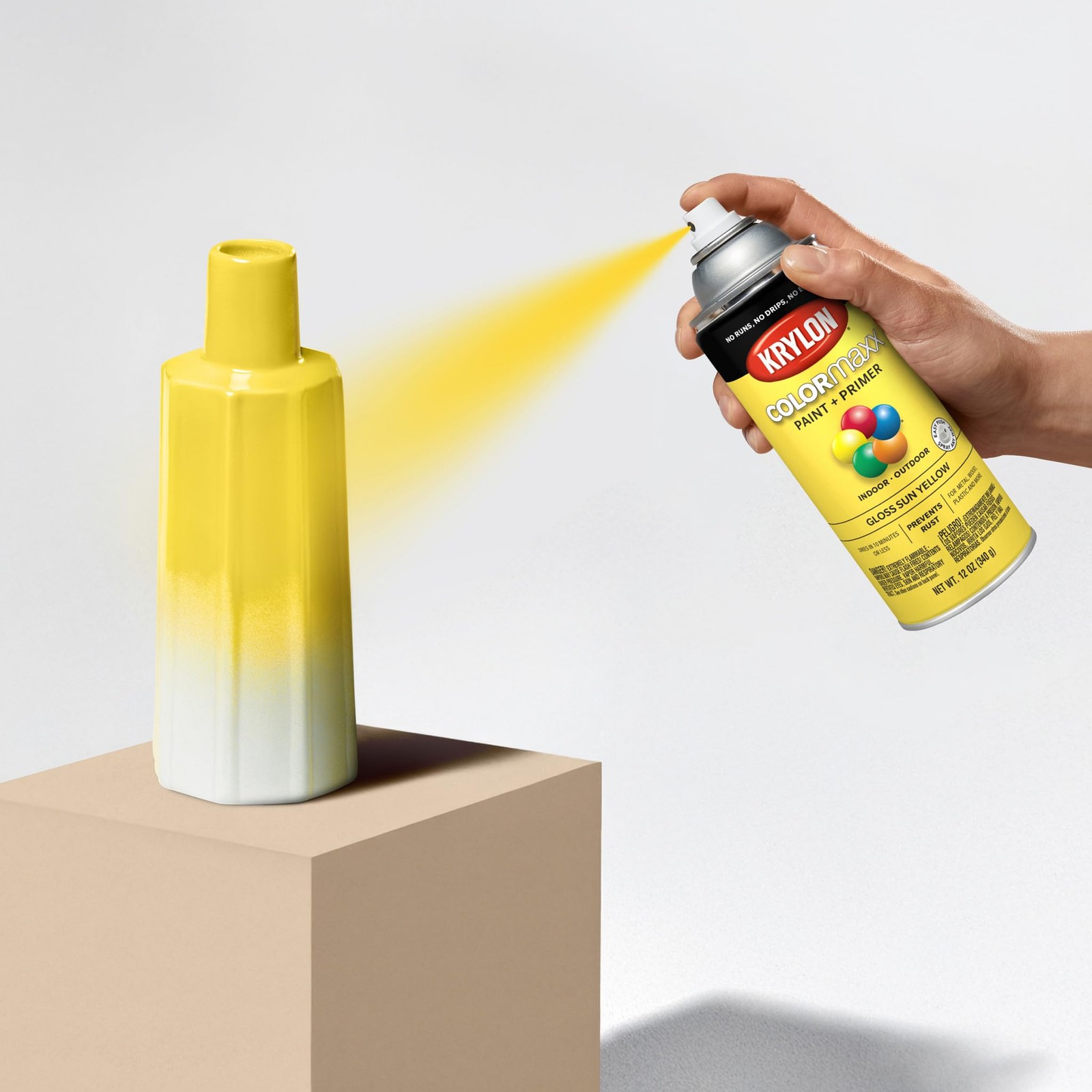 Krylon K05541007 COLORmaxx Spray Paint and 12 Ounce (Pack of 1), Sun Yellow