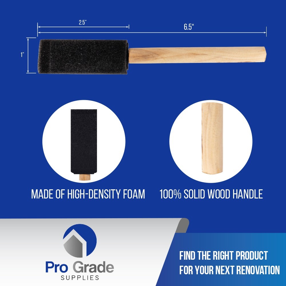 Pro Grade – Foam Brushes – 1 Inch 48 Piece Foam Brush Set