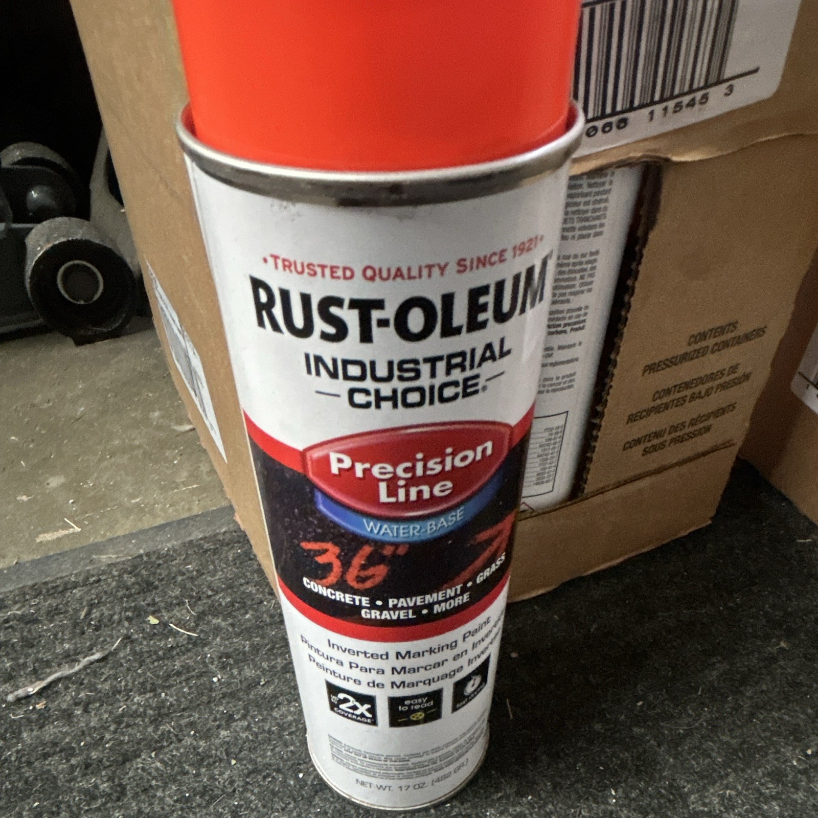 Rust-Oleum Water-Based Inverted Marking Spray Paint Orange 17 oz MPN 203036