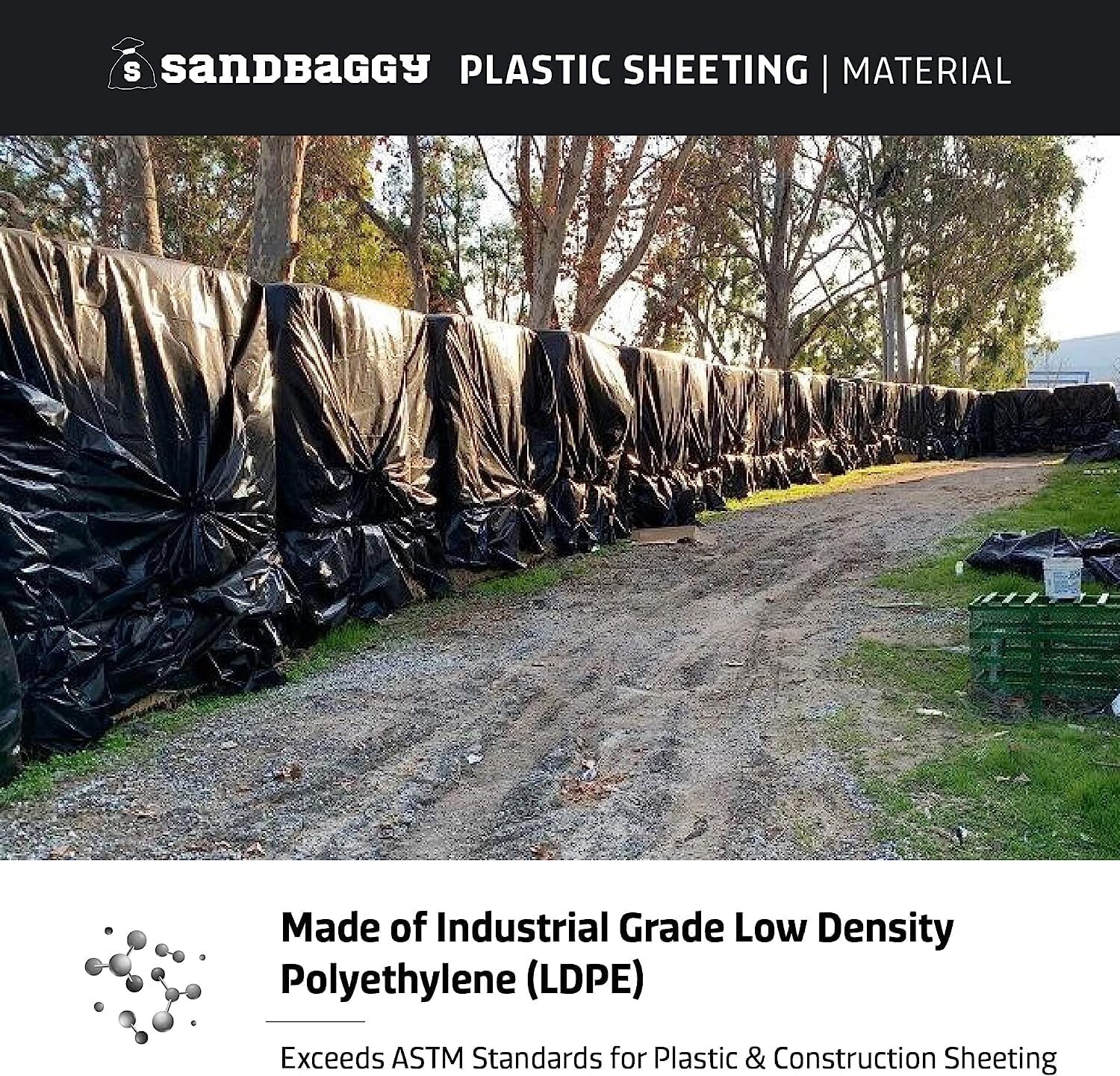 MADE IN USA – Plastic Sheeting Roll 10 ft. x 100 feet Black 10 Mil. Polyethylene