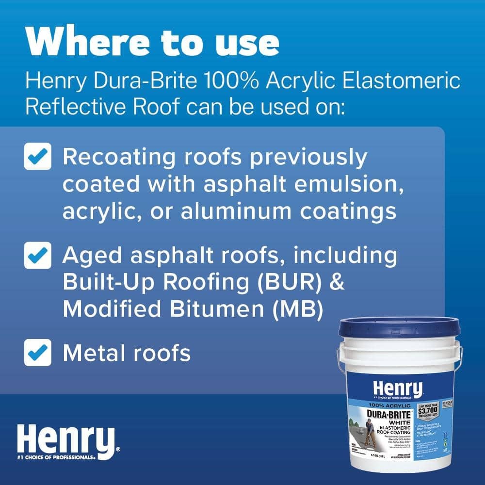 Elastomeric Reflective Roof Coating Dura Brite White 100% Acrylic 4.75 Gallons