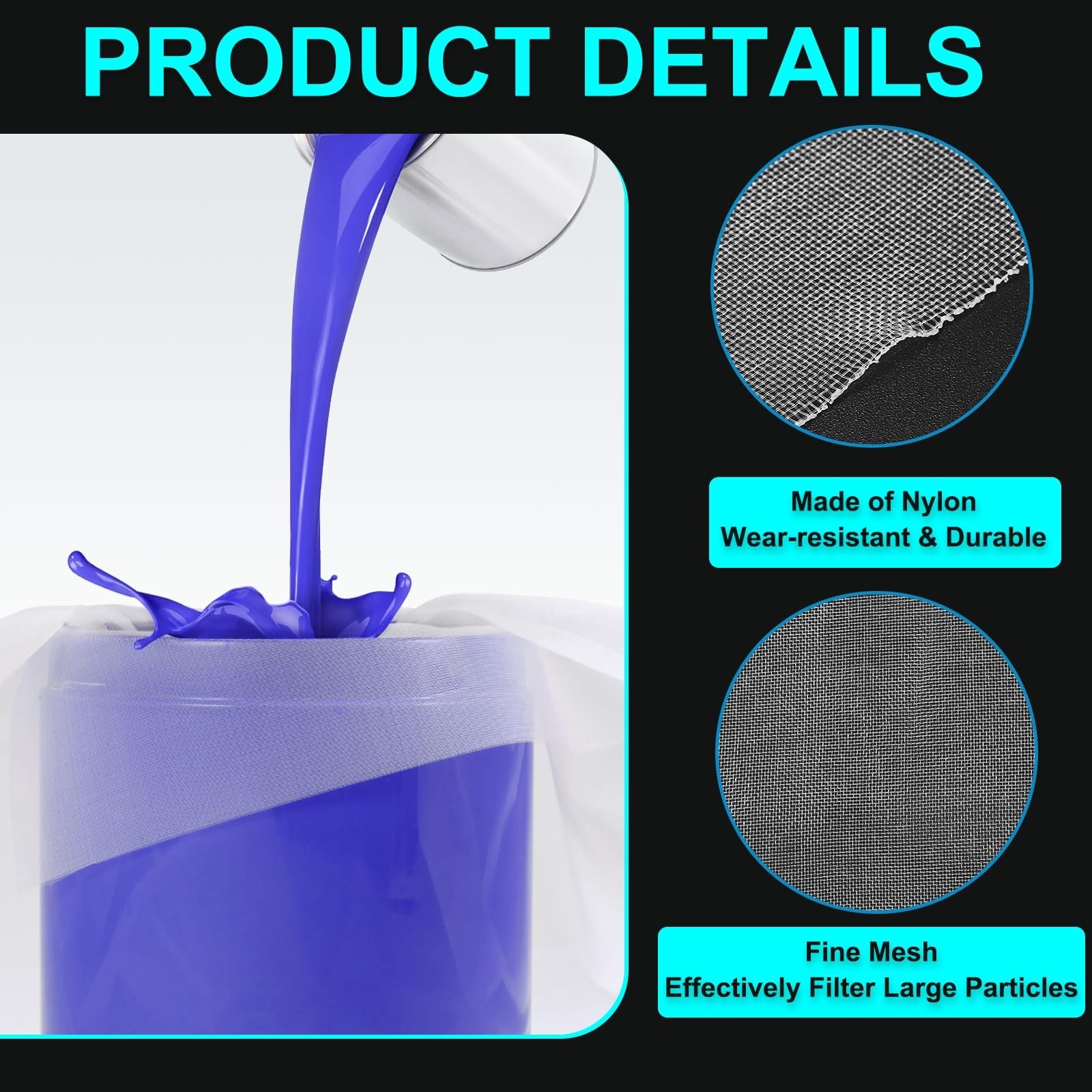 uxcell 40 Mesh Paint Nylon Filter Woven Net Sheet 40 Mesh, White