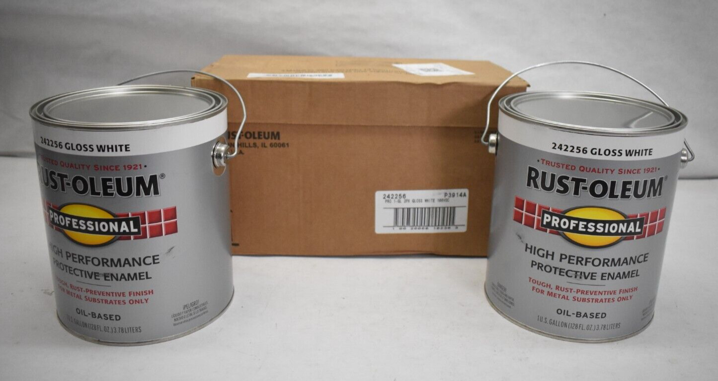 Lot of 2 Rust-Oleum 242256 High Performance Gloss White VOC Enamel 1 gal