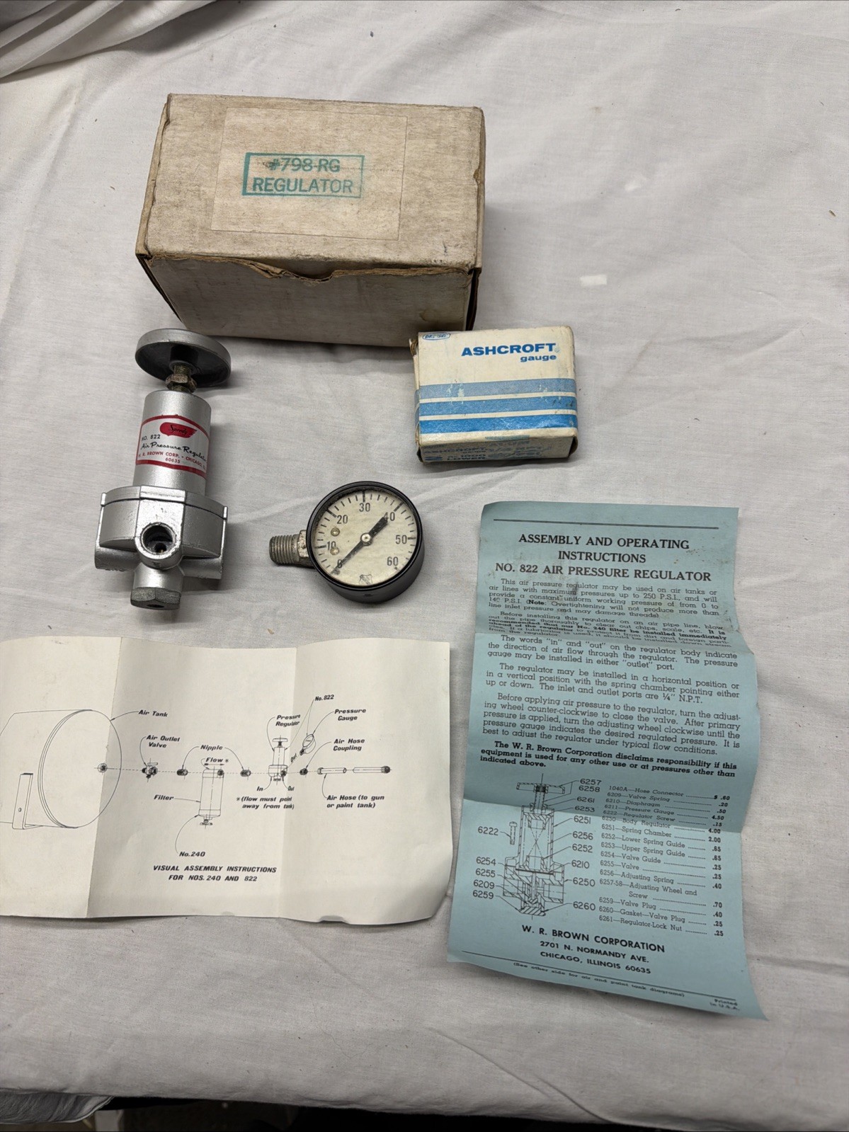 Vintage W.R BROWN MODEL 822 SPEEDY SPRAYER Air Pressure REGULATOR In Box