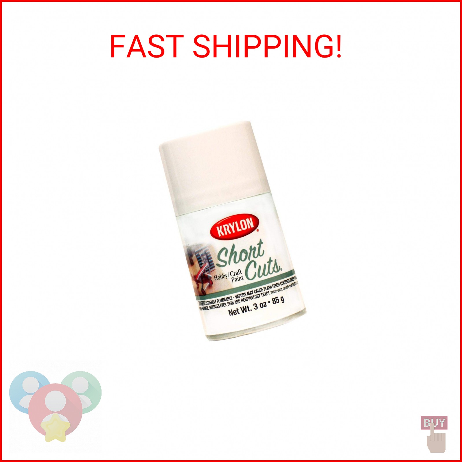 Krylon Short Cuts 3 Oz. High-Gloss Enamel Spray Paint, White – 1 Each