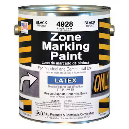 Rae 4928-01 Traffic Zone Marking Paint, 1 Gal., Black, Latex Acrylic -Based