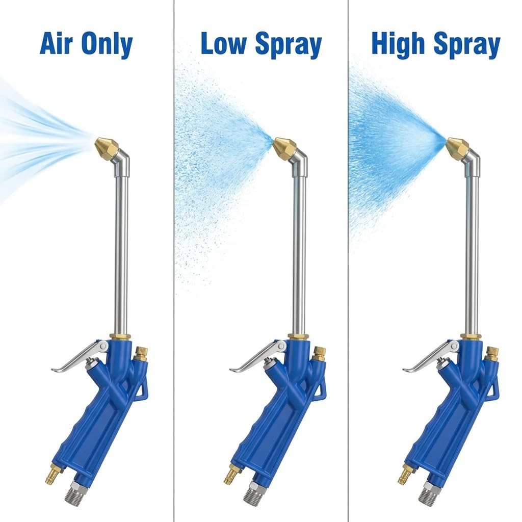 QWORK Air Blow Gun Pneumatic Engine Cleaning with 4Ft Hose, 1 pc, blue