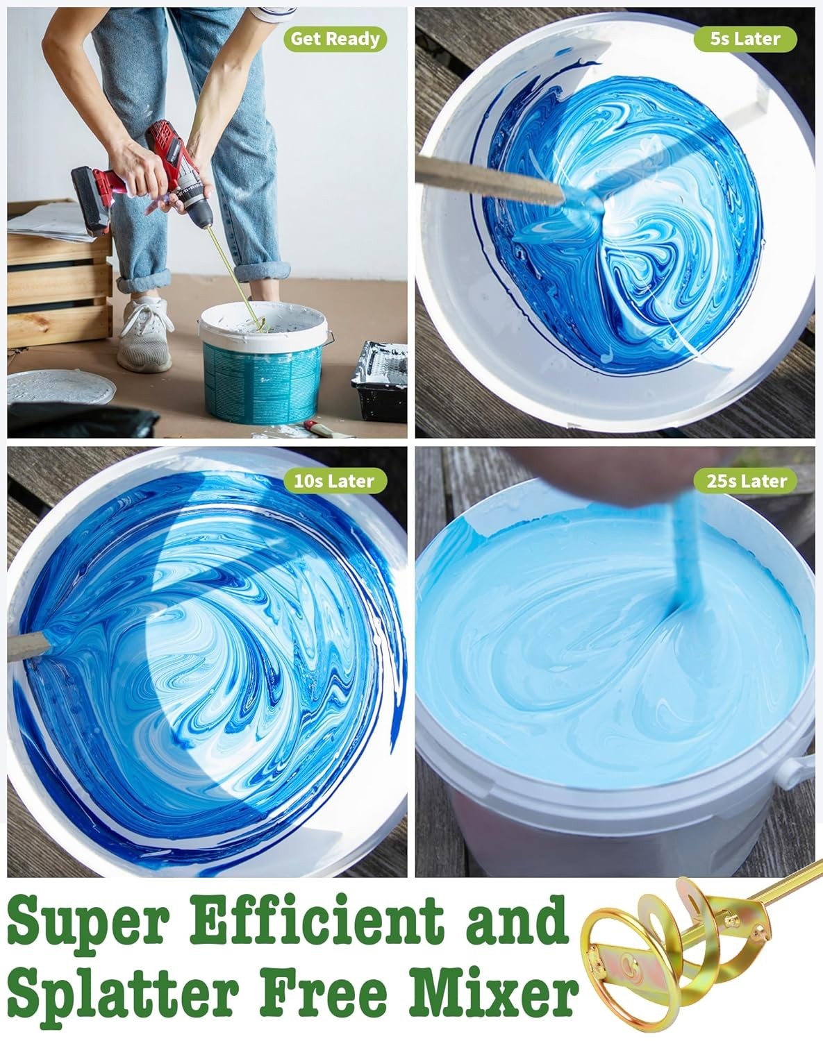 Paint Mixer for Drill, Paint Stirring Drill Attachment for 1-5 Gallon Bucket