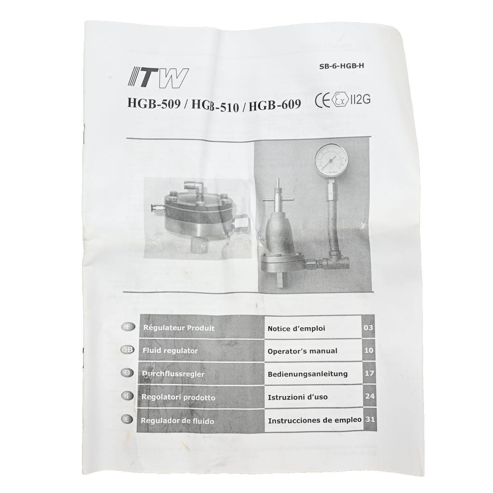 DeVilbiss HGB-510-R1 Fluid Regulator, Pneumatic Command R 1/1, M 1/4, F 1/4