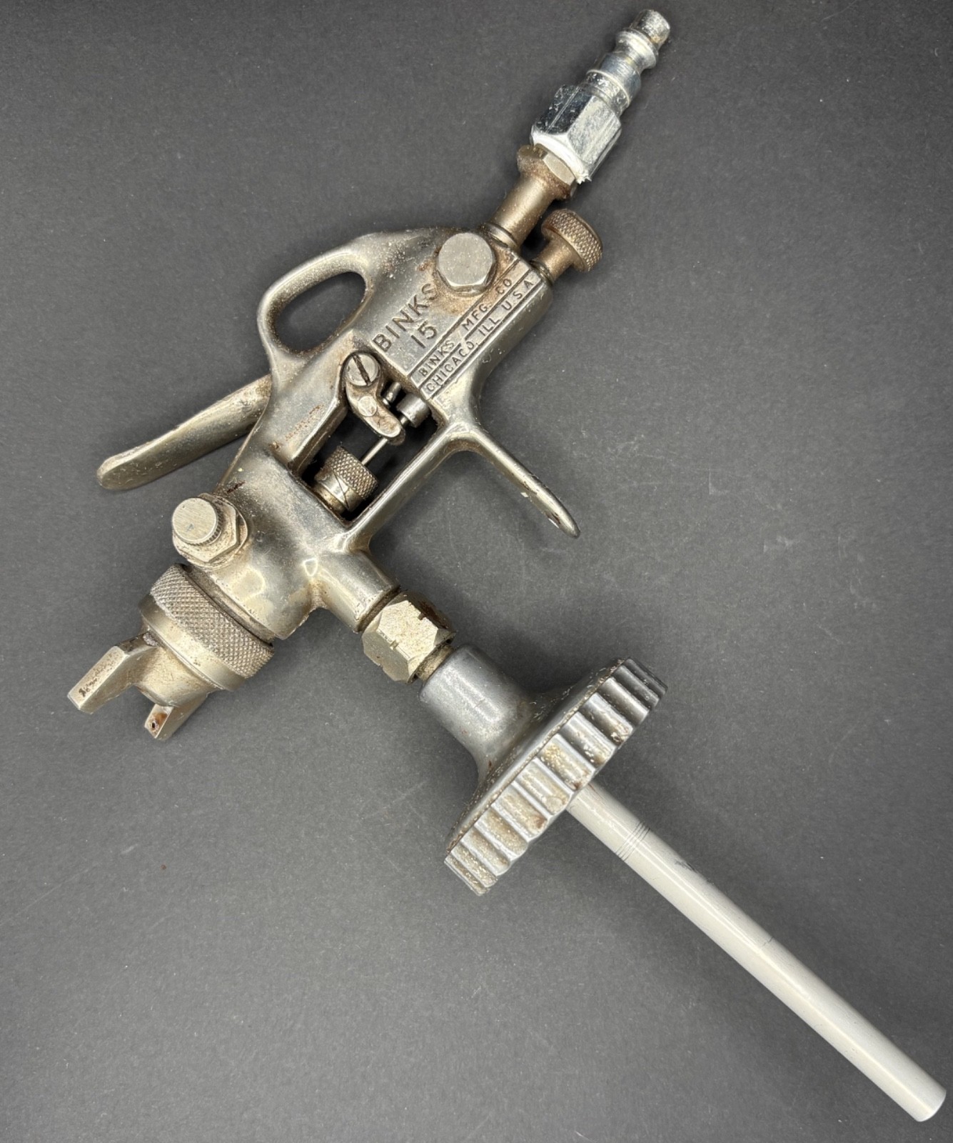 Vintage Binks Model 15 Touch Up Spray Gun w/ DeVilbiss Cup 78S Air Cap USA