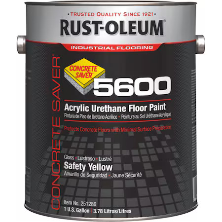 Rust-Oleum 251286 1 Gal Floor Paint, Gloss Finish, Safety Yellow, Acrylic Base