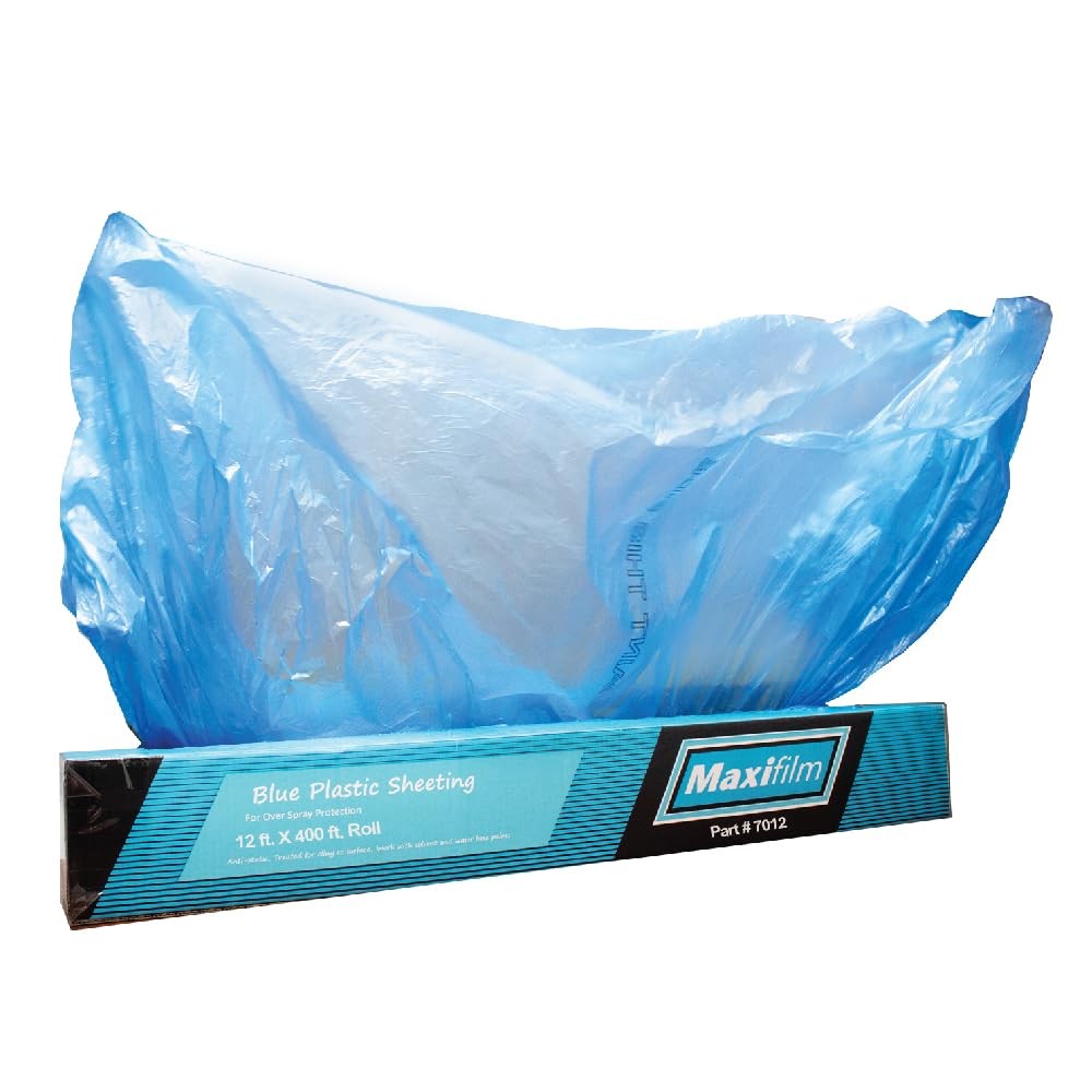 MAXIFILM 12ft x 400ft Blue Masking Plastic Sheeting 8 Micron Paint Protect