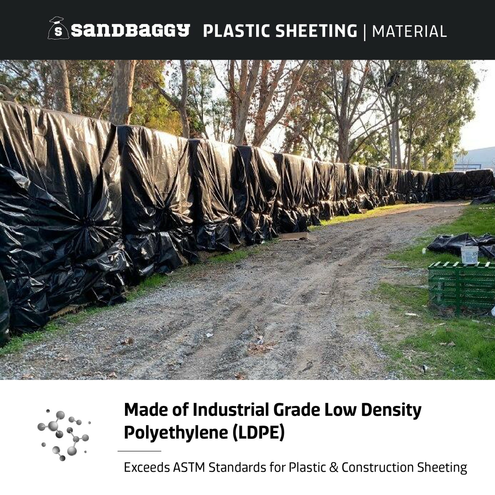 MADE IN USA – Plastic Sheeting Roll 20 ft. x 100 feet Black 6 Mil. Polyethylene