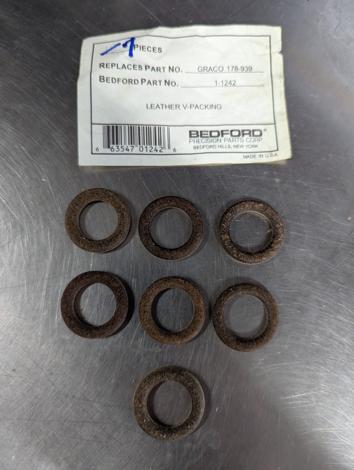Lot of 7 Bedford 1-1242 Leather V-Packing 178939 *New Old Stock*