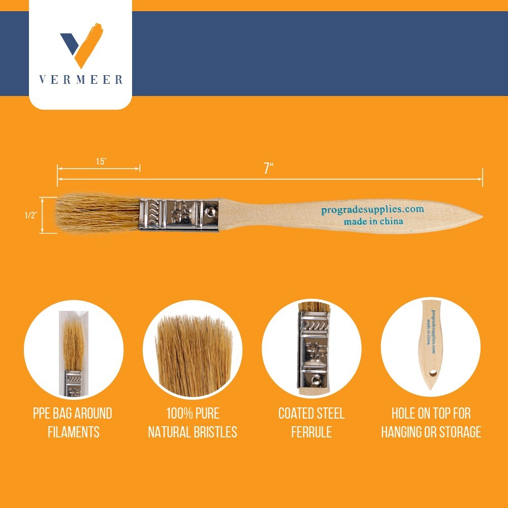 96Pk – 1/2″ Chip Brushes for Paints, Stains, Varnishes, Glues & Gesso