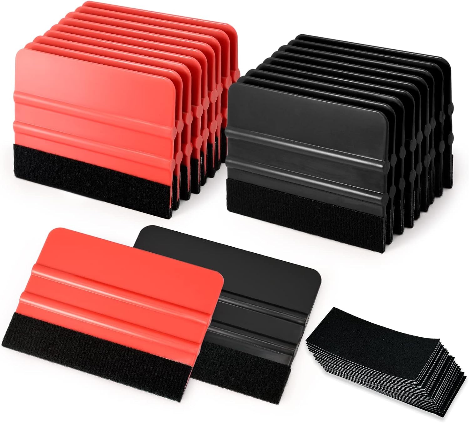 Gomake 20 Pack Vinyl Squeegee with 20PCS Felt Fabric for Tint Black and Red