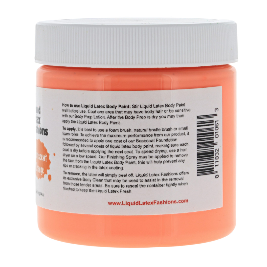 Fluorescent Orange Liquid Latex Body Paint – 4 oz – Blacklight and Bright