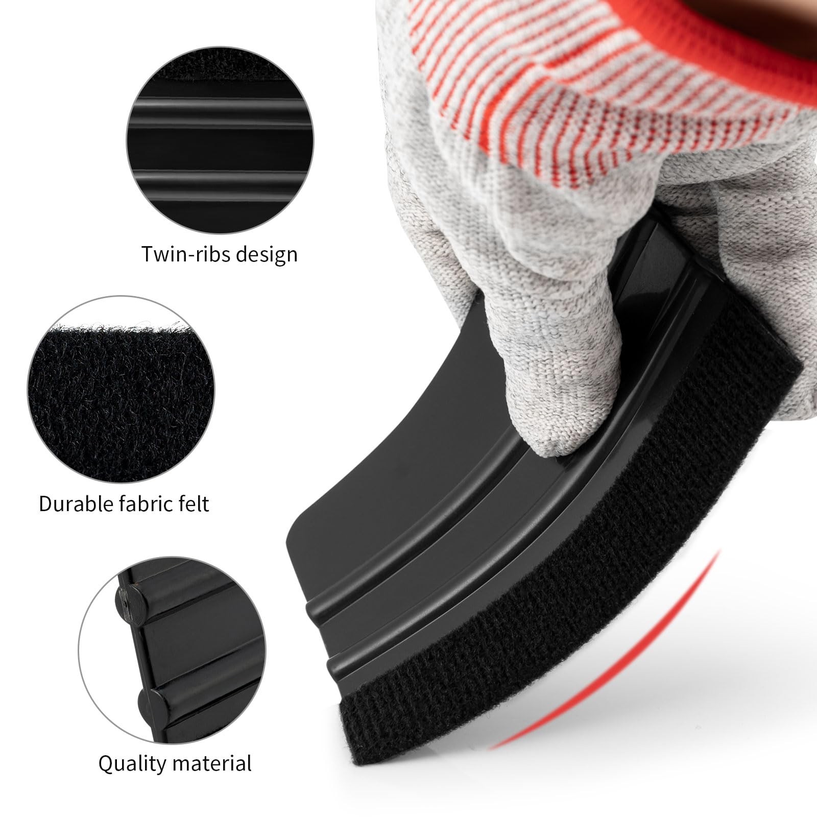 100 PCS Felt Squeegee for Vinyl – Flexible Plastic Black