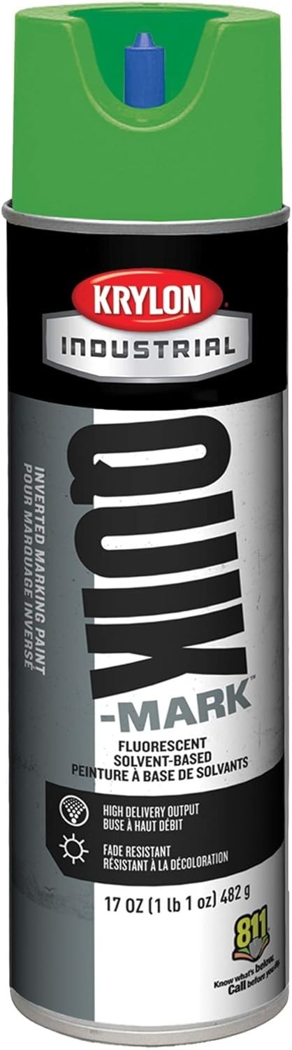 KRYLON Industrial Inverted Marking Spray Paint 17oz Solvent Neon Green Quik-Mark