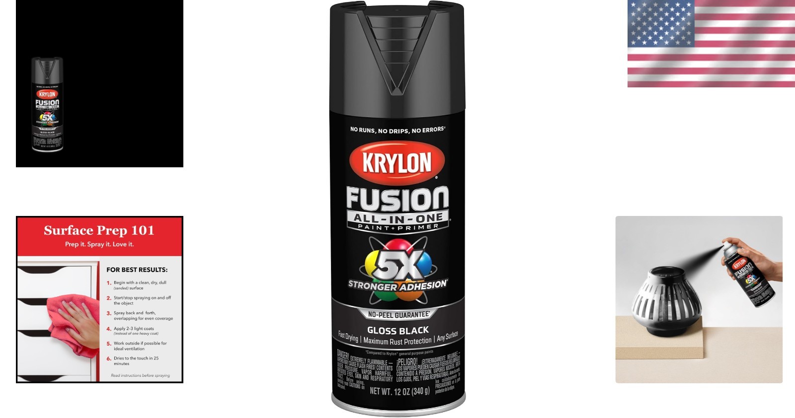 Rust-Resistant Gloss Black Spray Paint – Fast Drying, 25 sq.ft. Coverage