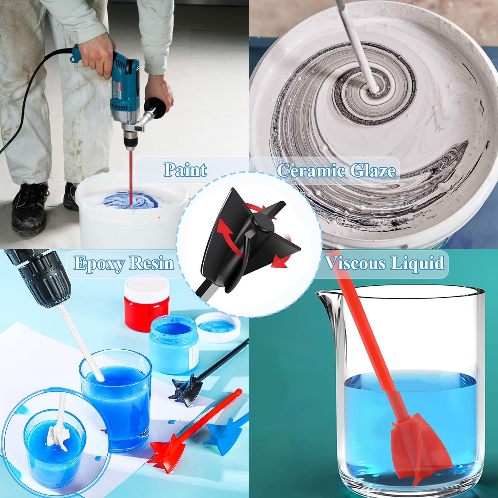16 Pcs Epoxy Resin Mixer Paddles, Reusable Plastic Mixing Paddle Paint Stirre…