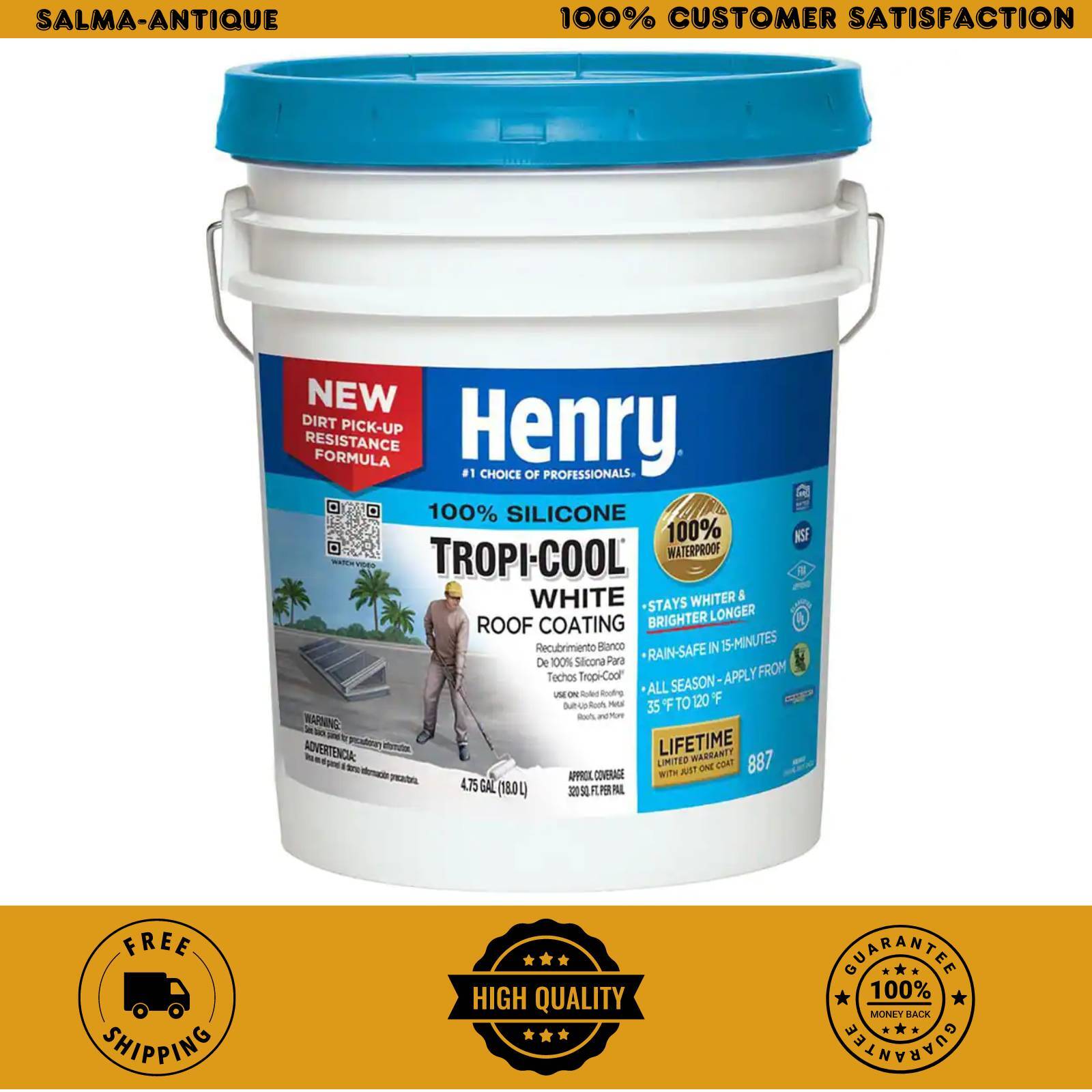 887 Tropi-Cool 100% Silicone White Roof Coating 0.9 Gal.