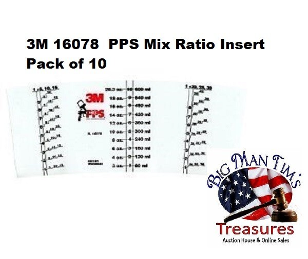 3M 16078 PPS Mix Ratio Insert for Standard Size Cup Waterborne Pack of 10 New