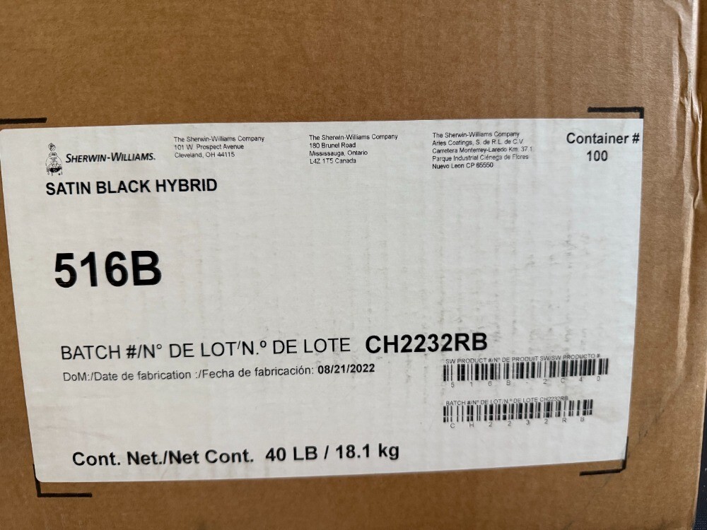 Sherwin-Williams 516B Satin Black Hybrid Powder Coating 40lbs case new