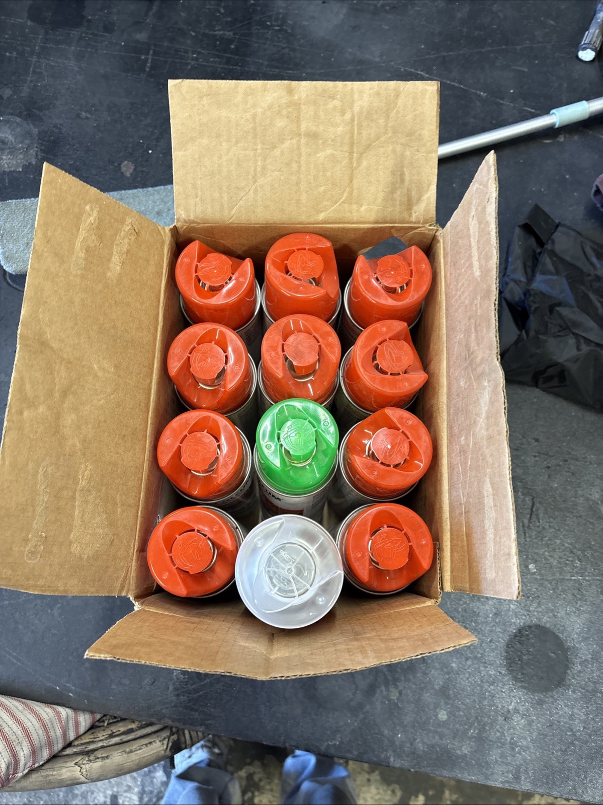 12-Pack Inverted Fluorescent Orange Spray Paint, 17 Oz, Water-Based, for Marking
