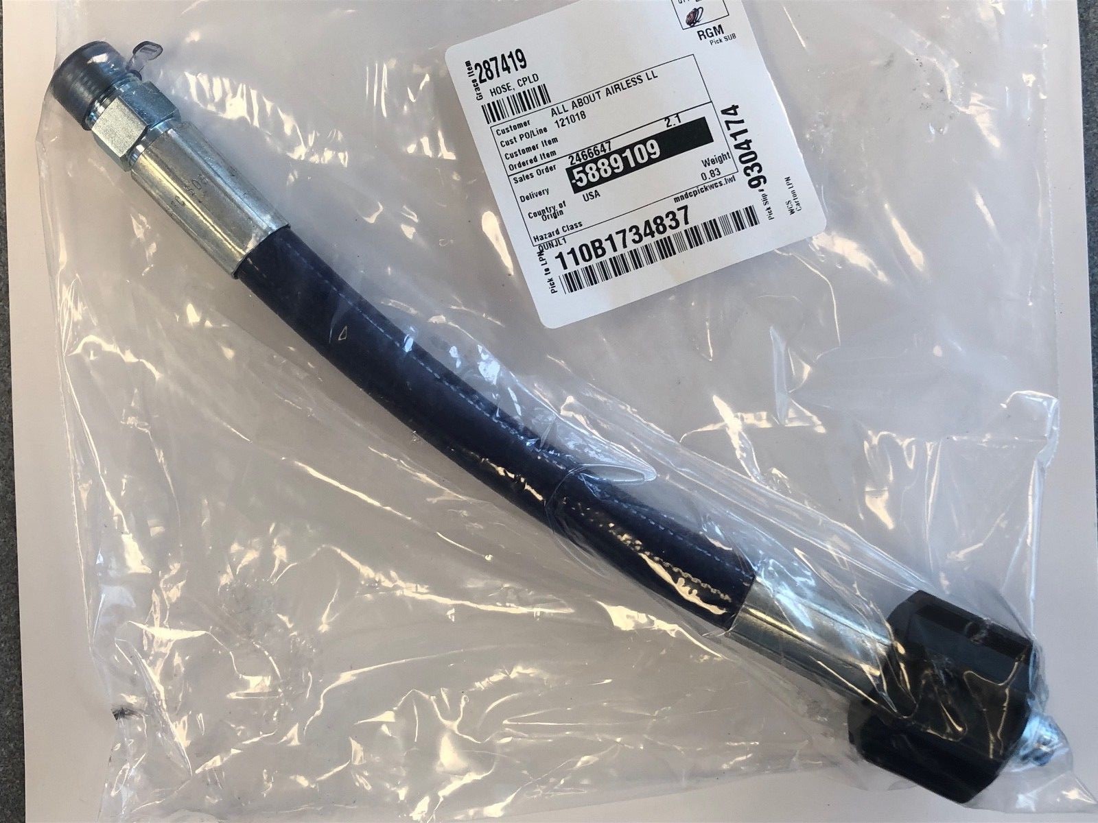 Graco 287419 287-419 = 11 1/2″ Coupled Hose for GMAXII 3900, 5900, 7900.