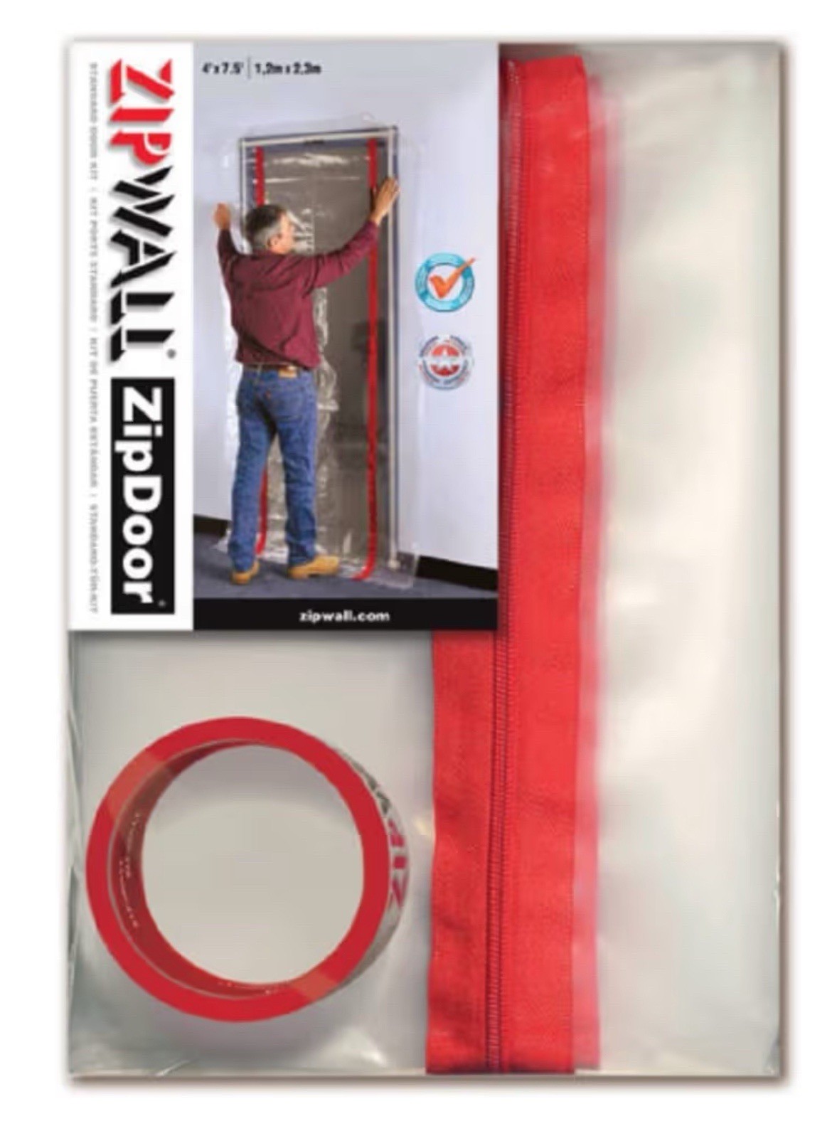 ZIPWALL ZipDoor ZDS Standard Dust Barrier Zipper Door Kit 1 Pack Red (MSRP $49)