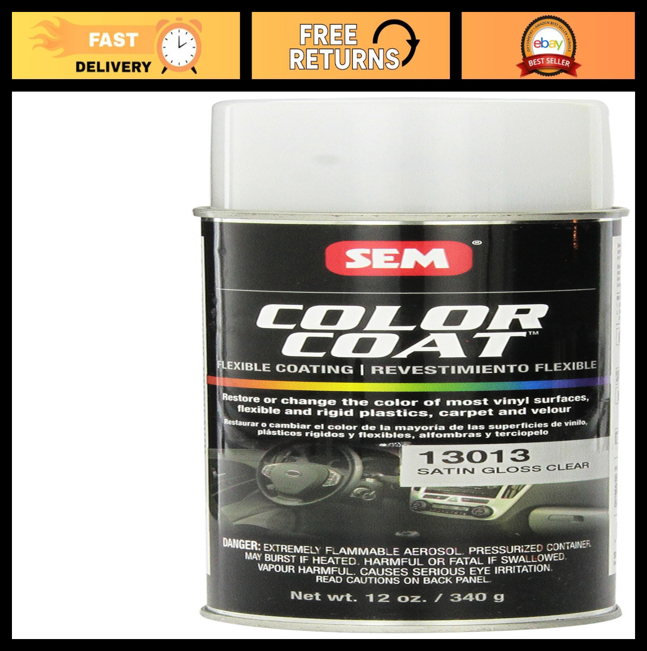 Satin Clear Color Coat Spray – 12 oz Automotive Finish, Durable Glossy Protectio