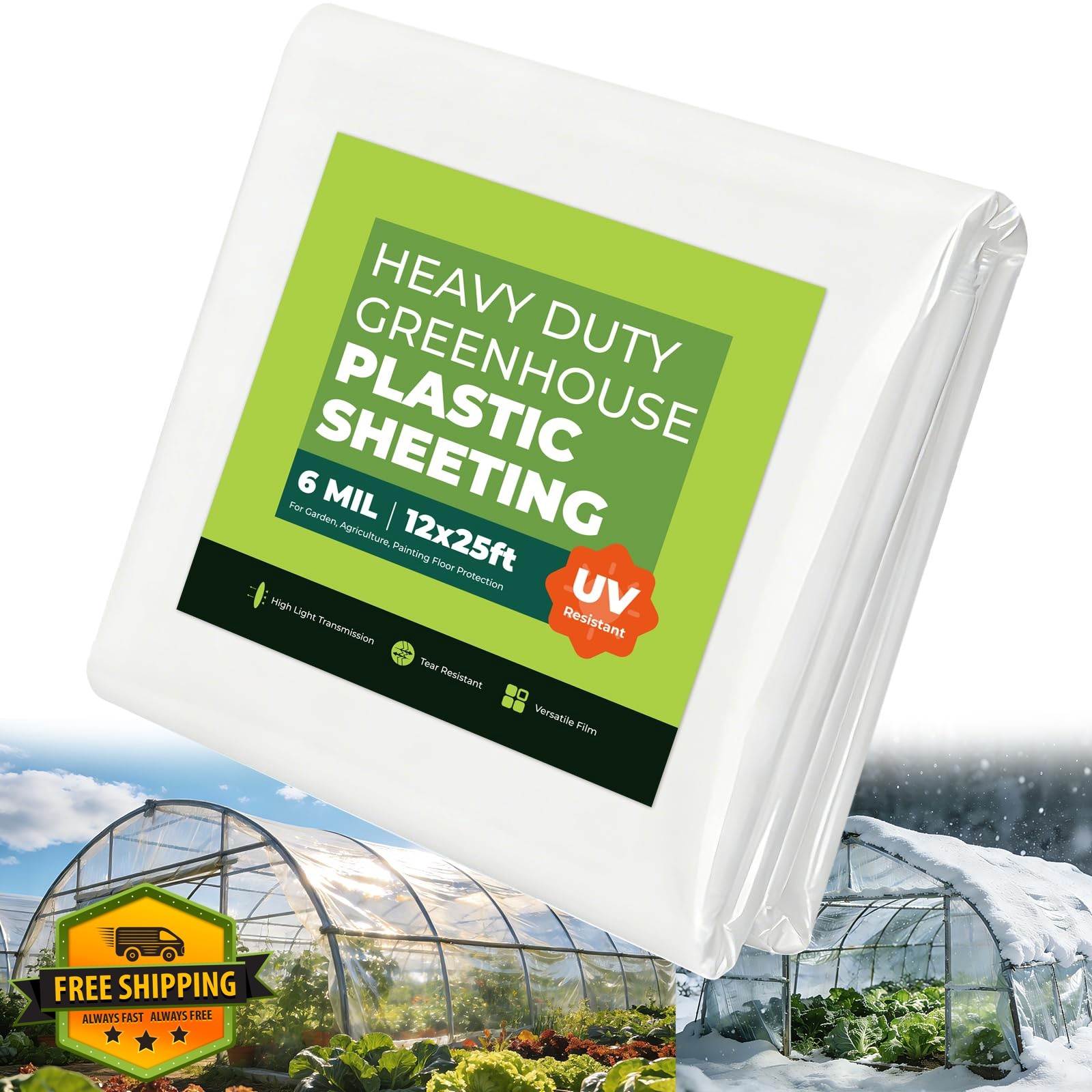 MTYIK Greenhouse Plastic Sheeting 12×25 ft 6 Mil