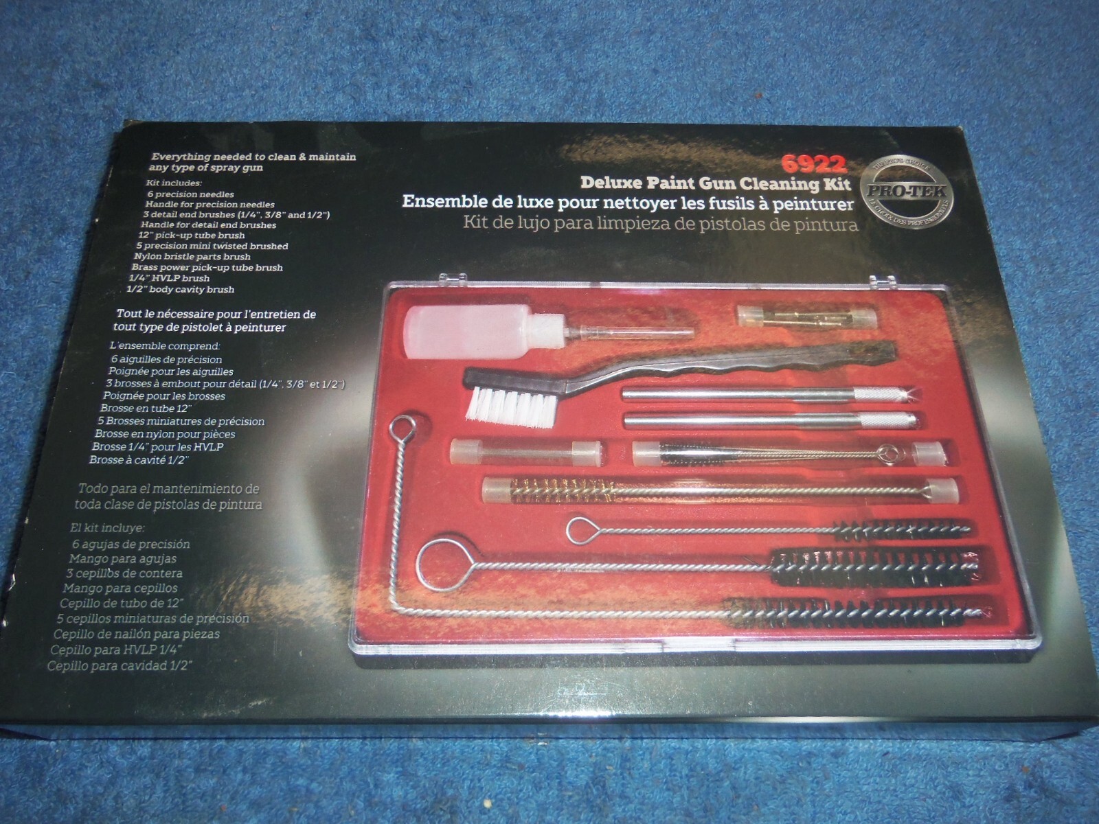 PRO-TEK 6922 AUTOMOTIVE DELUXE PAINT GUN CLEANING KIT * FOR HVLP & AIR BRUSHES
