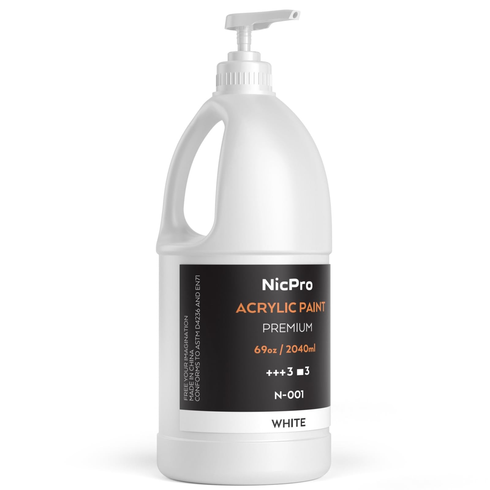Nicpro White Large Acrylic Paint Set (69 oz, 2040 69 Fl Oz (Pack of 1),
