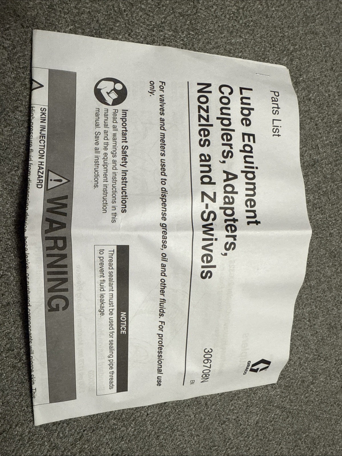 Graco 202577 Steel Z-Swivel 1/4-18 NPT Brand New
