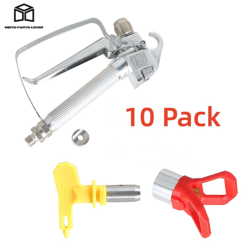 10 Pack Airless Paint Spray Gun 3600PSI With 517 Tip & Tip Guard For Sprayers