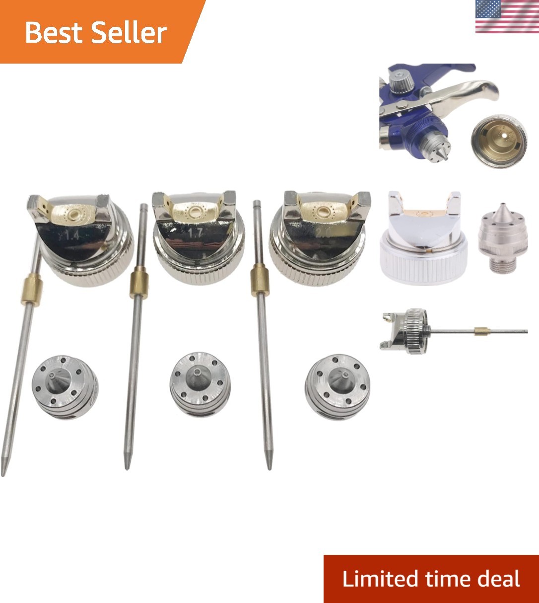 Stainless Steel HVLP Spray Nozzles – 3 Sizes for Optimal Control & Performance