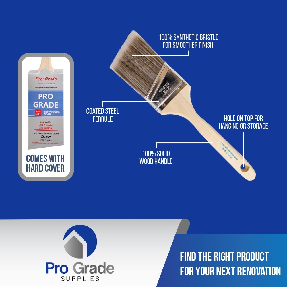 Pro Grade – Paint Brushes – 6 Pack Variety Angle Paint Brushes