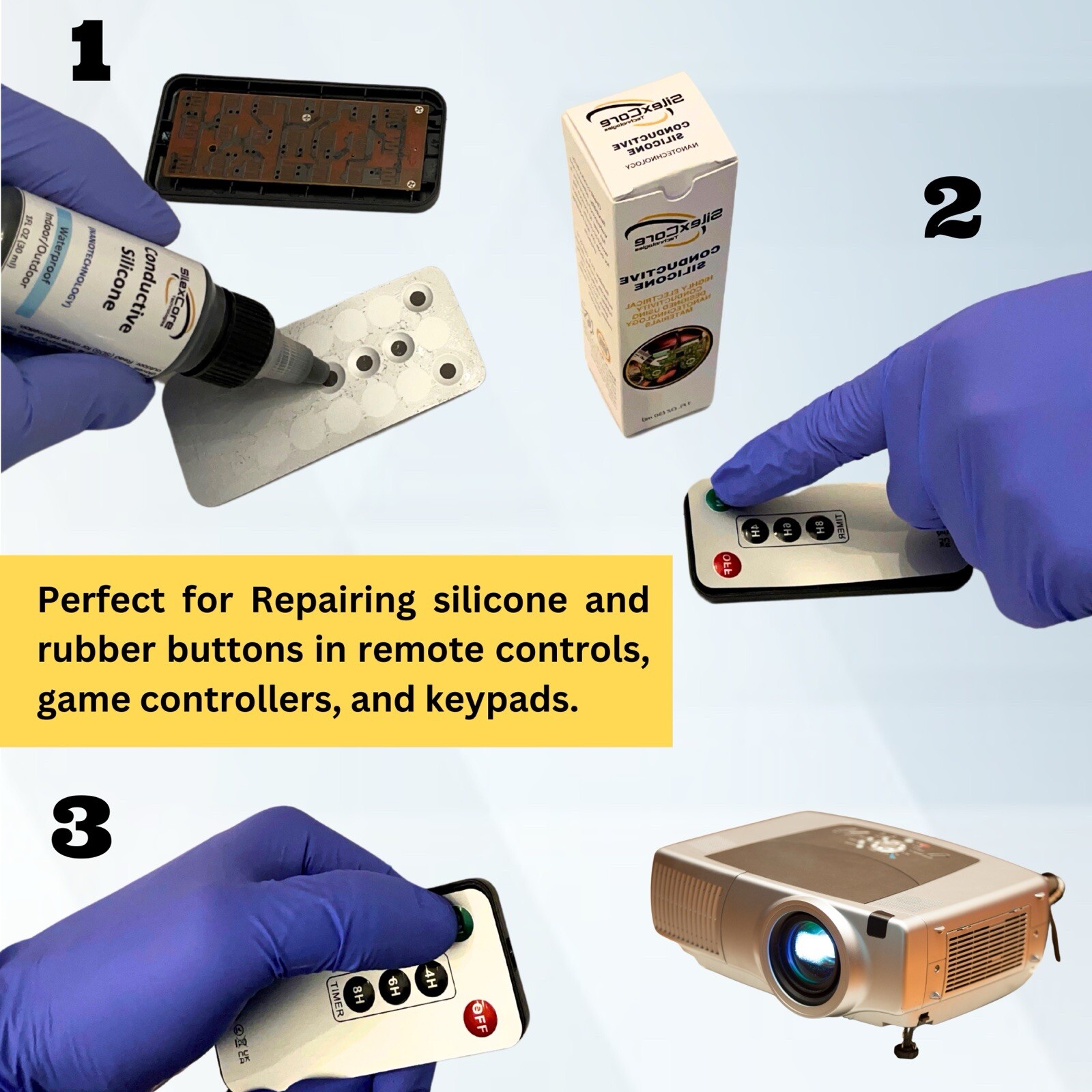 Electric Conductive Silicone (Nanotechnology) Repairing Buttons in keypads (1oz)
