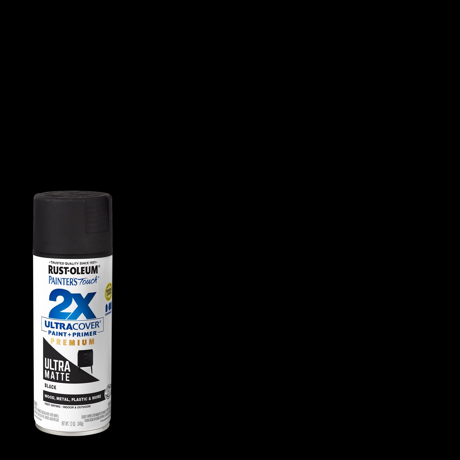 Rust-Oleum 331182 Painter’s Touch 2X 17 Fl Oz (Pack of 1), Ultra Matte Black