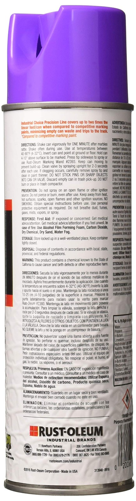 Rust Oleum M1800 Fluorescent Purple Spray 17 OZ for Marking Concrete and Grass