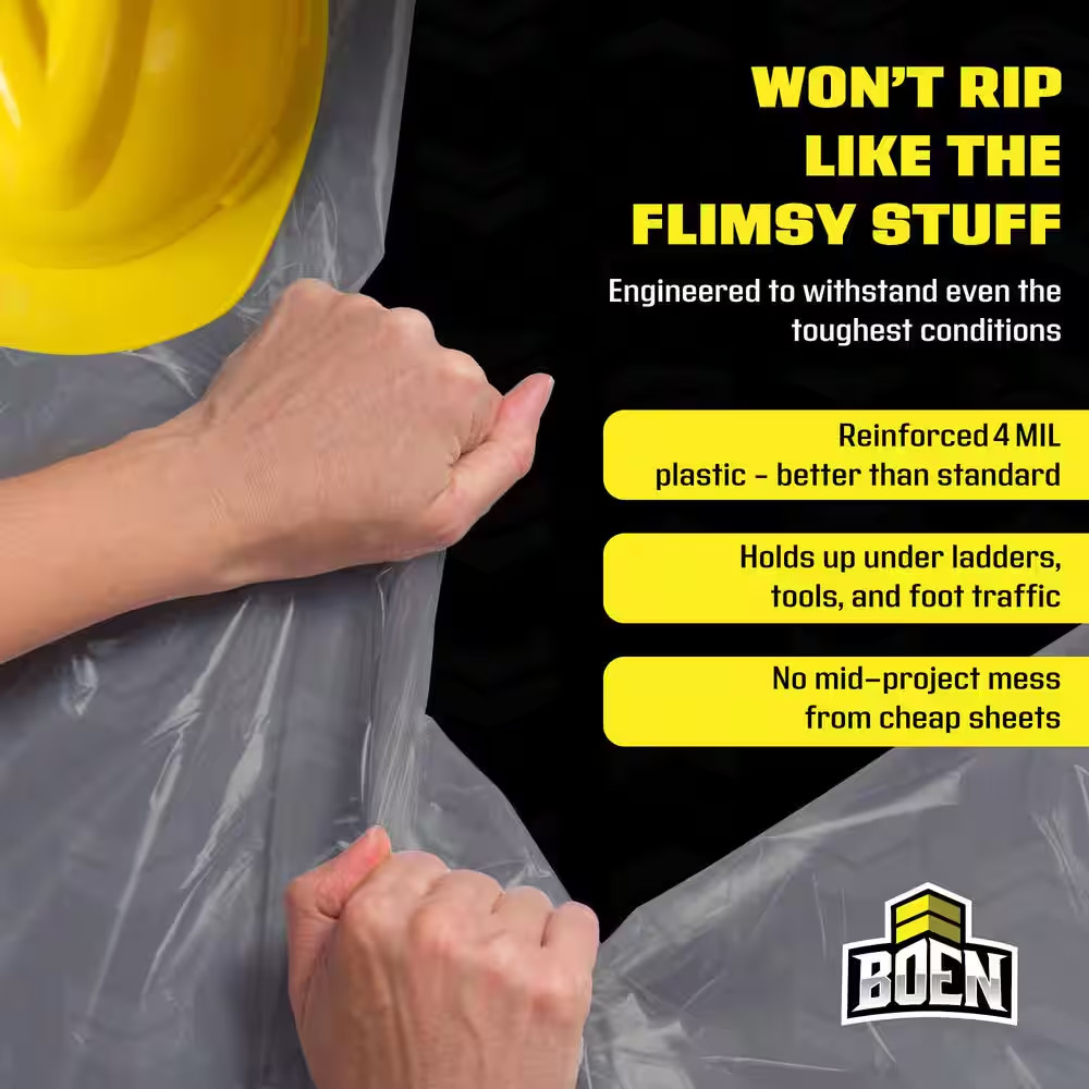Painters Plastic Sheeting 10 Ft. X 25 Ft. 4 Mil Clear Plastic Drop Cloth
