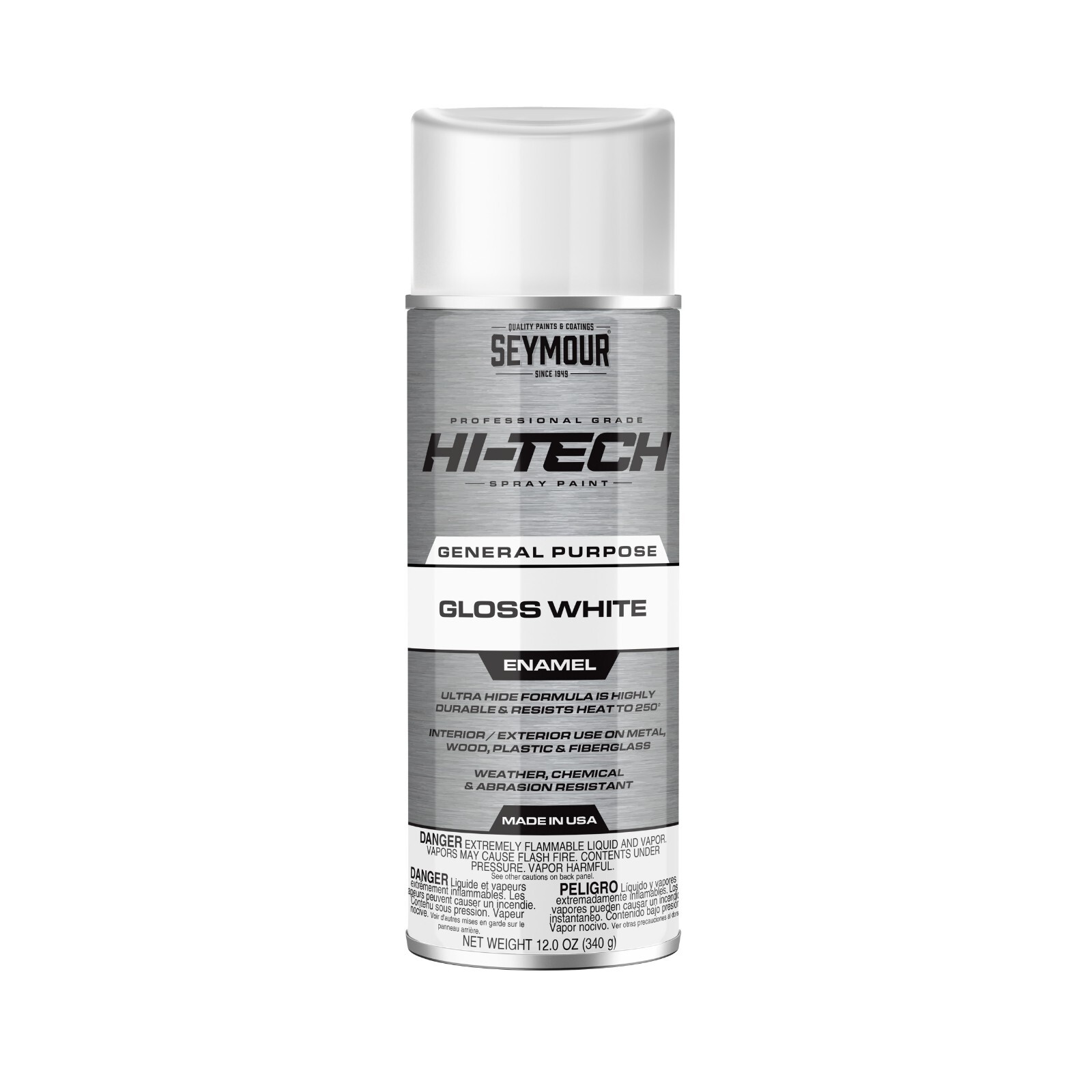 Seymour 16-113, Hi-Tech Enamel Spray Paint, Gloss White, 12oz, 1ea