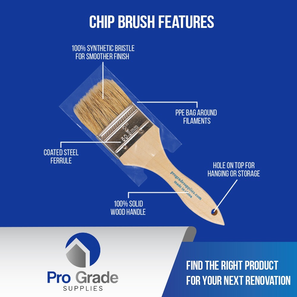 Pro Grade – Chip Brush – Paint Brush Set – 24 Pack – Natural China Bristle
