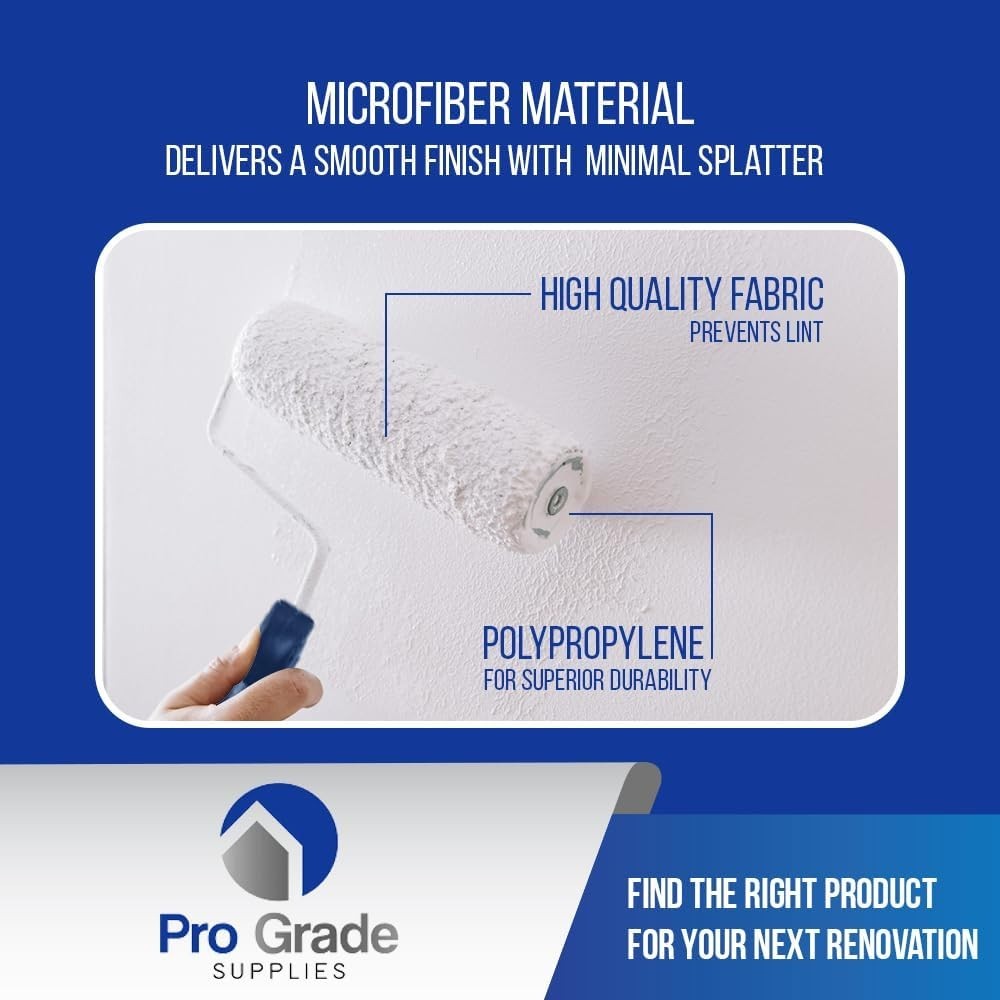 Pro Grade Paint Roller Kit, Brush & Roller,10 Piece Set, Wall Painting Naps -New