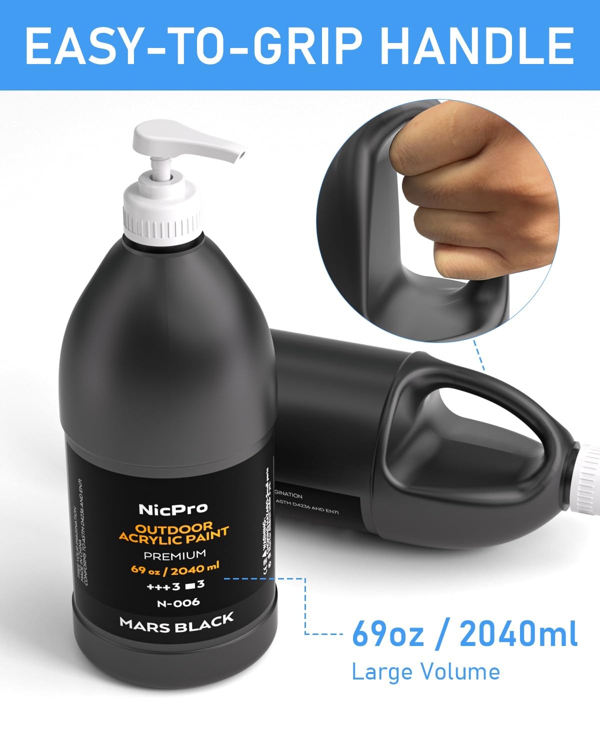 Nicpro Black Large Outdoor Acrylic Paint Set (69 69 Fl Oz (Pack of 1),