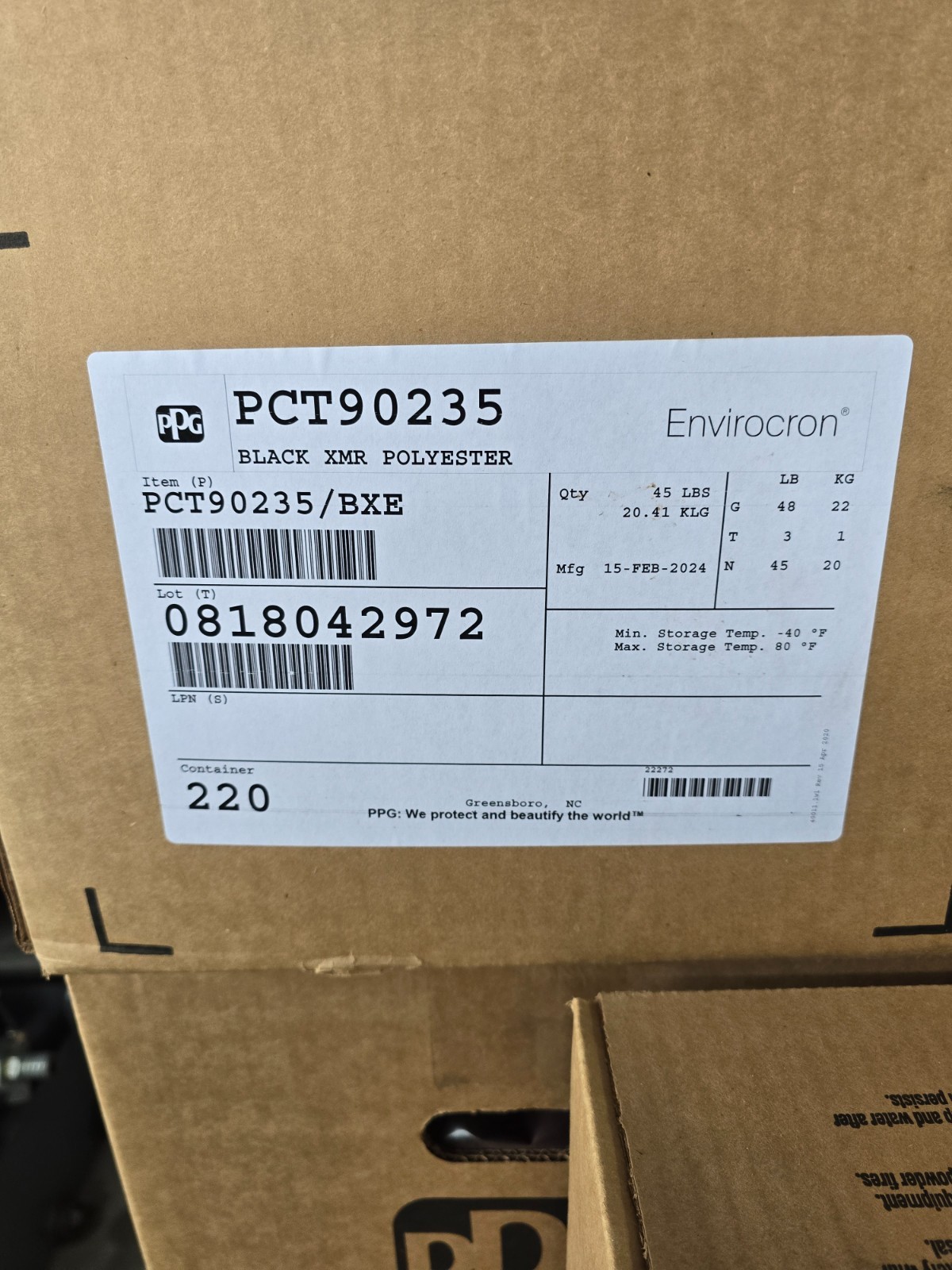 PPG Black Polyester Powder Coating PCT90235 (5 lb Box) FREE SHIPPING