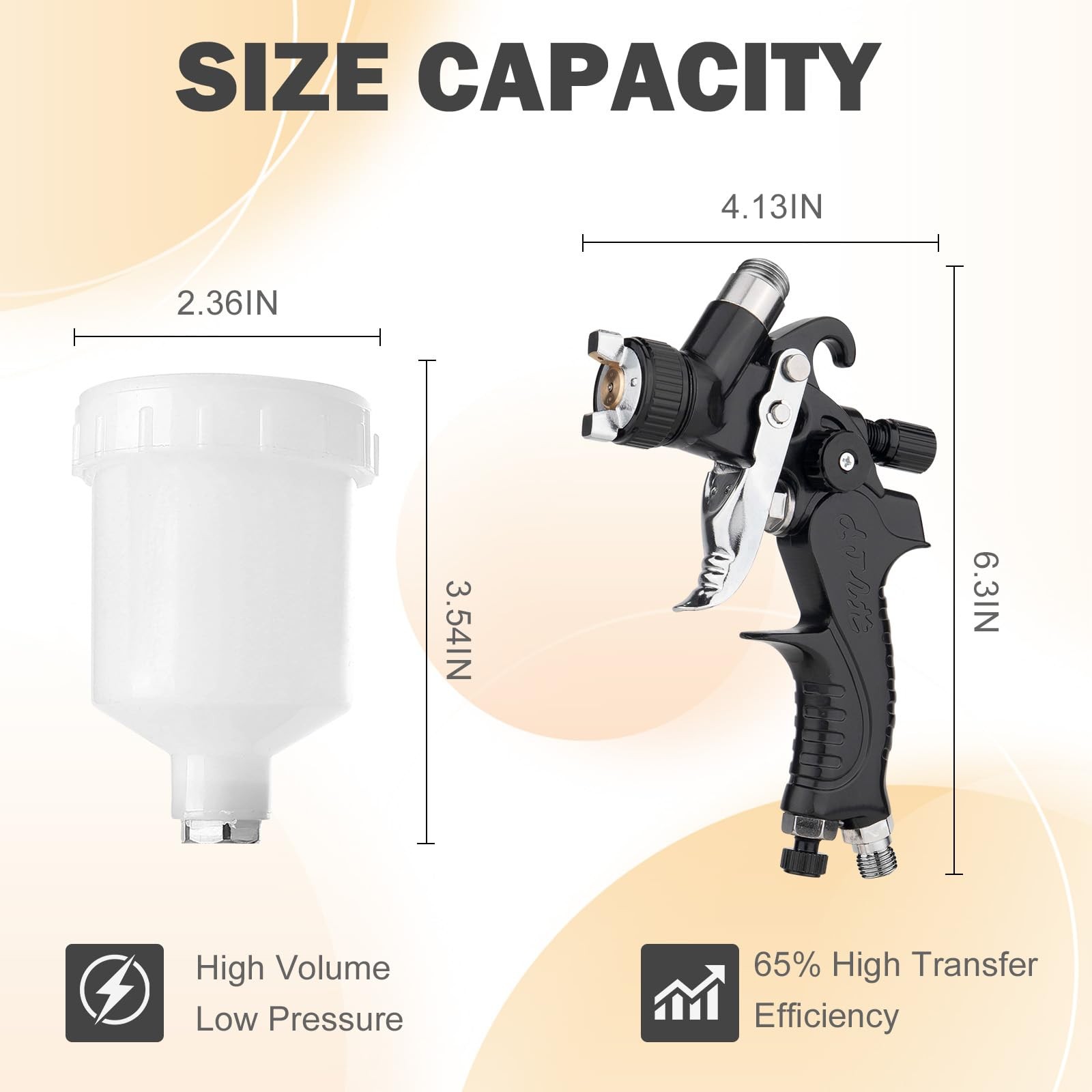 Bentohkle Mini Hvlp Air Spray Gun 0.8/1.0 Mm Nozzles And 5Pcs 200Ml Disposable